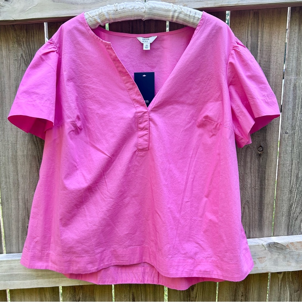 Crown & Ivy Hot Pink Blouse 1X